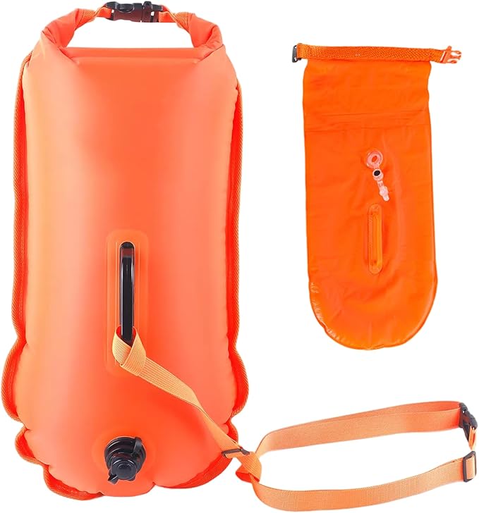 Swimming Buoy Portable Swim Buoy 50L with Adjustable Belt Waterproof Nylon Dry Bag High Visibility for Safety Open Water.