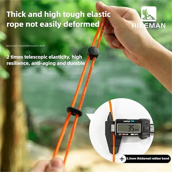 Backpack Bungee Cord 20 PCS Outdoor Backpack Elastic Rope Fixed Buckle Camping Equipment Hiking(Black)