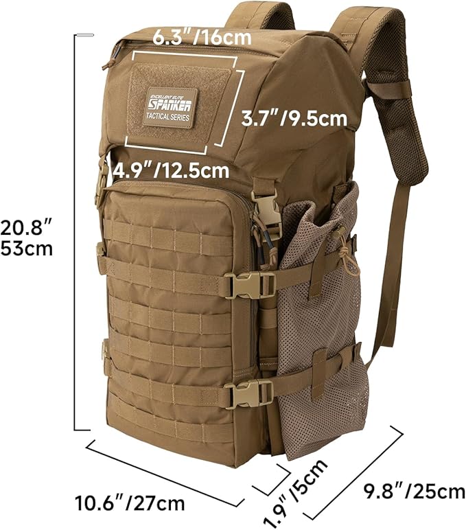 EXCELLENT ELITE SPANKER 40L Camping Hiking Backpack for Men and Women Tactical Military Backpack Large Rucksack Assault Pack Bag for Outdoor Camping HikingTravel Backpacking(Coyote Brown)