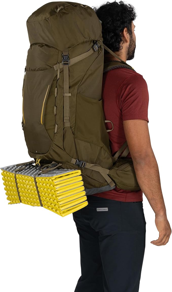 Osprey Kestrel 58L Men's Backpacking Backpack - Hiking &amp Camping Bag with Waterproof Raincover Olive Tan Large/X-Large