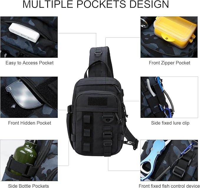 Tactical Backpack for Men Military Sling Bag Outdoor Crossbody Shoulder Pack Chest Bag for Hiking Fishing Camping Essentials