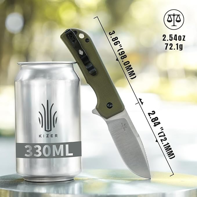 Kizer Nice Guy Pocket Folding Knife 2.84” D2 Steel Blade knives G10 Handle Small EDC Knife Liner Lock Flipper Knife for Men Women Sharp Camping Hiking Hunting Survival Knife V3011M2