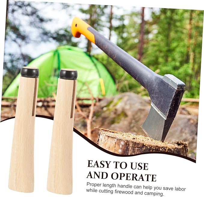 GALPADA 2set Wooden Replacement Handle for Hatchets Ergonomic Smooth Finish for Wood Splitting Camping for Efficient Firewood Chopping