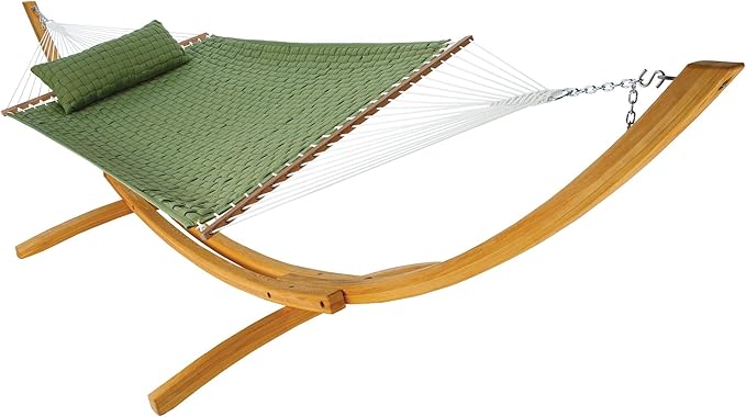 Hatteras Hammocks Light Green Soft Weave Hammock with Free Extension Chains &amp Tree Hooks Accommodates 2 People 450 LB Weight Capacity 13 ft. x 55 in.