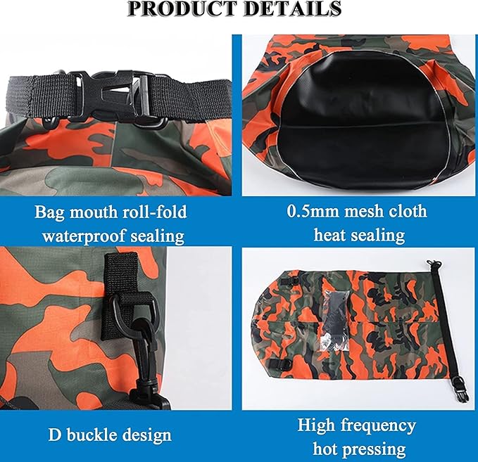 Waterproof Bag Set Floating Waterproof Drying Bag 20L Portable Lightweight Roll-top Drying Bag for Camping/Swimming (Color : Blue)