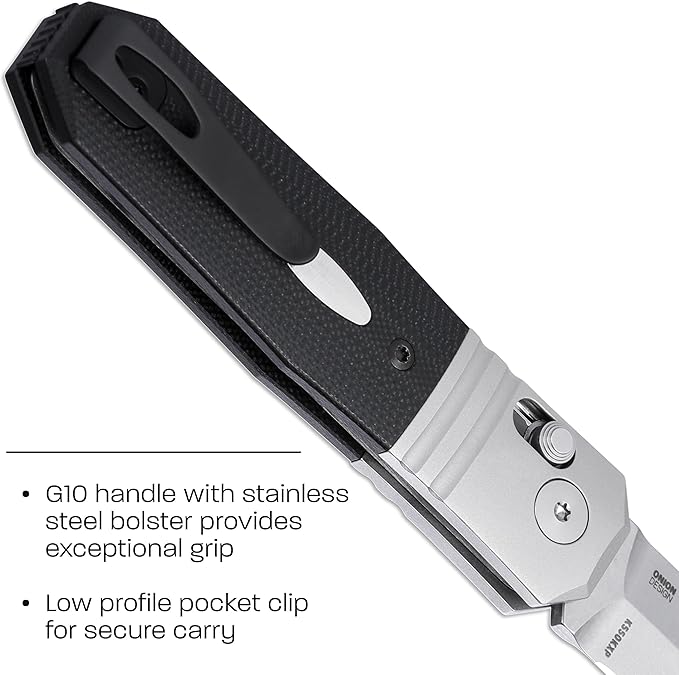 CRKT Redemption Compact Everyday Carry Folding Knife with Crossbar Lock: MagnaCut Plain Edge Blade G10 Stainless Steel Handle Reversible Pocket Clip K550KXP