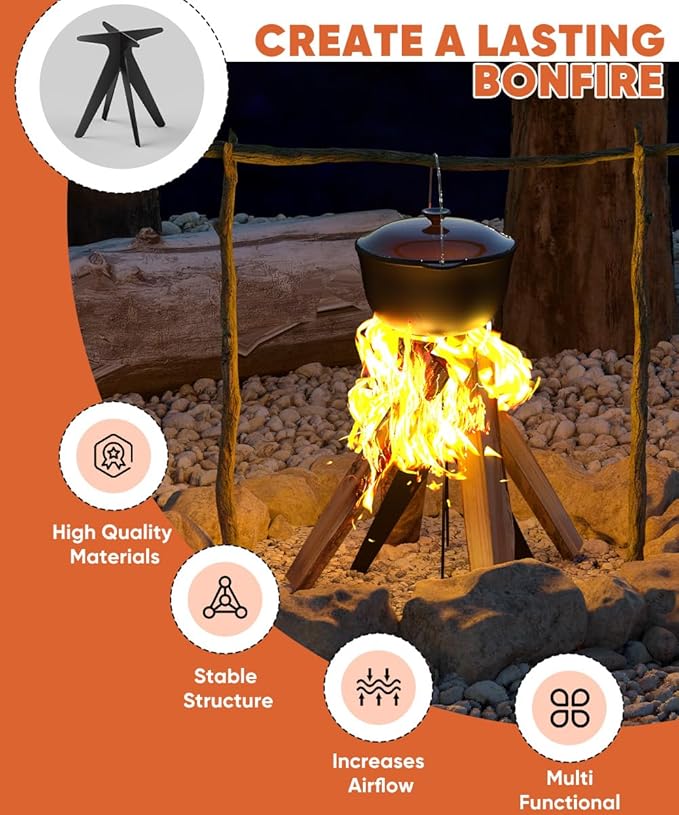 Mocomax Vertical Fire Pit Grate Metal Portable Fire Place Log Grate 12 Inch Firepit Top Section for Indoor Outdoor Use Low Smoke High Heat