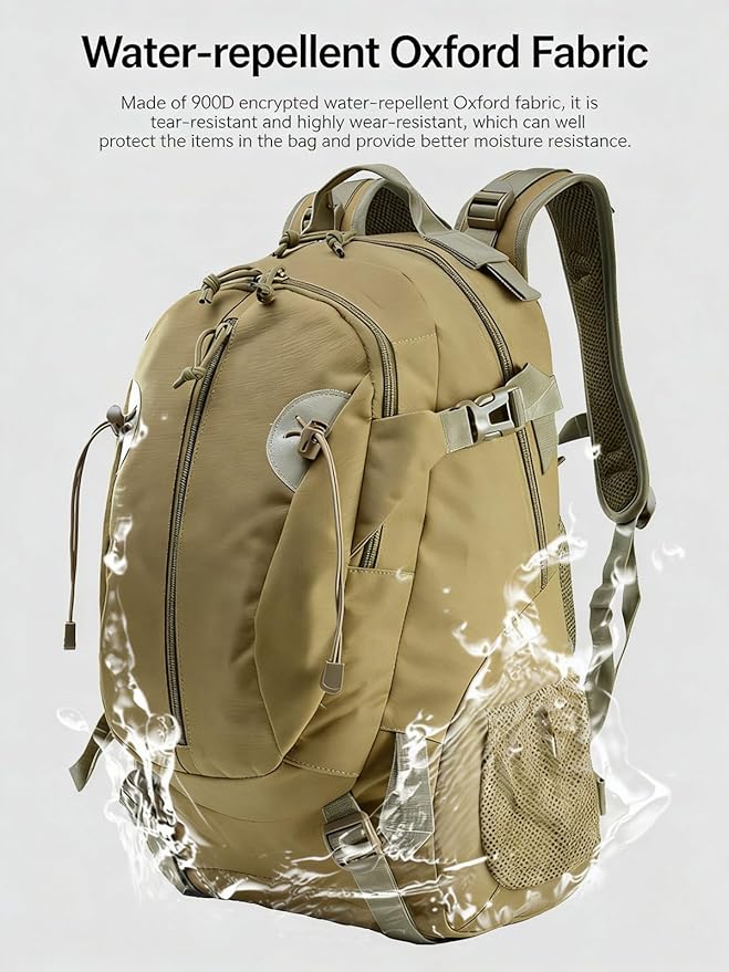 LINGYUE Tactical Backpack Outdoor Waterpoof Resistant Oxford Daypack With 16 Laptop Compartment For Hiking Camping Travel(H)