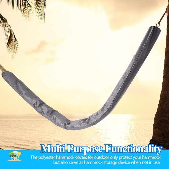 2 Pcs Hammock Cover Sleeve Waterproof 12 ft Lightweight and Compact Camping Storage Protector Fits Most Hammock for Outdoor Hiking Camping Grey
