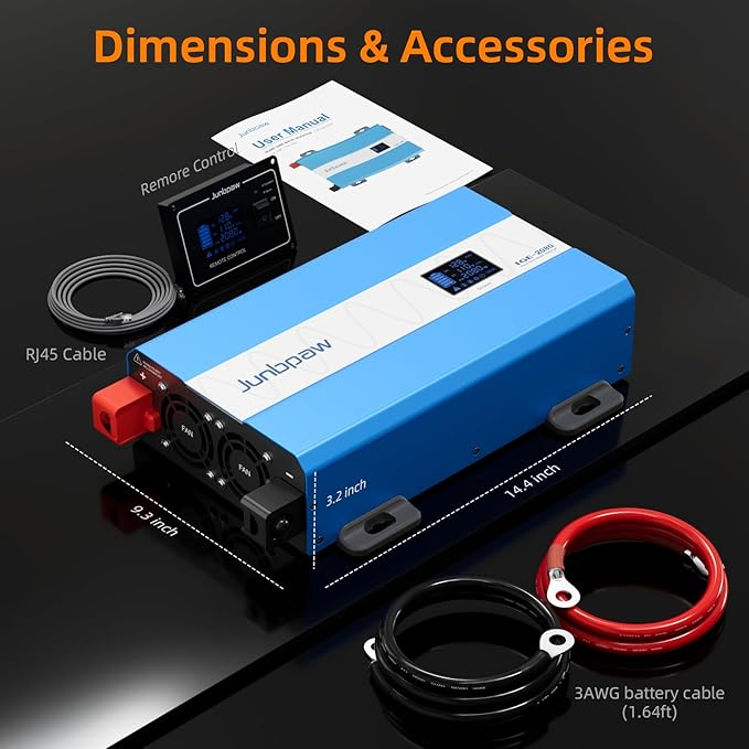 2080W Pure Sine Wave Power Inverter - 30dB Ultra Quiet 6000W Surge Game-Changing Design | 12V to 120V AC Converter for Home RV Camping Off-Grid &amp Outdoor Adventures