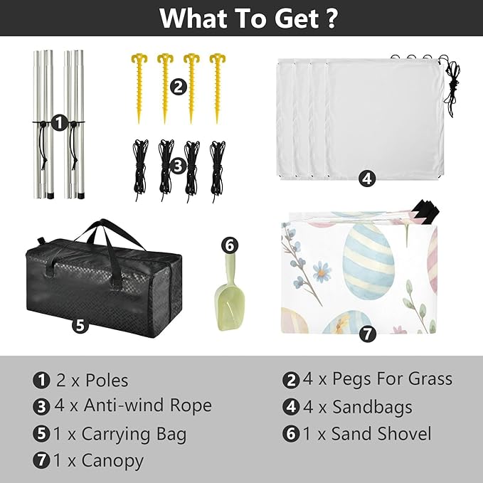 xigua Easter Egg Beach Tent Sun Shelter with Carrying Bag - Silver Coated Oxford Fabric Beach Canopy for Beach Camping Fishing - Includes Windproof Ropes Sandbags &amp Stakes