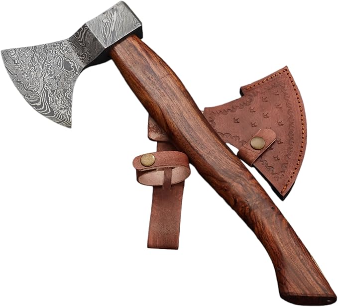 Damascus Camping Hatchet Axe - The Perfect Outdoor Survival Axe for Adventure Seekers!