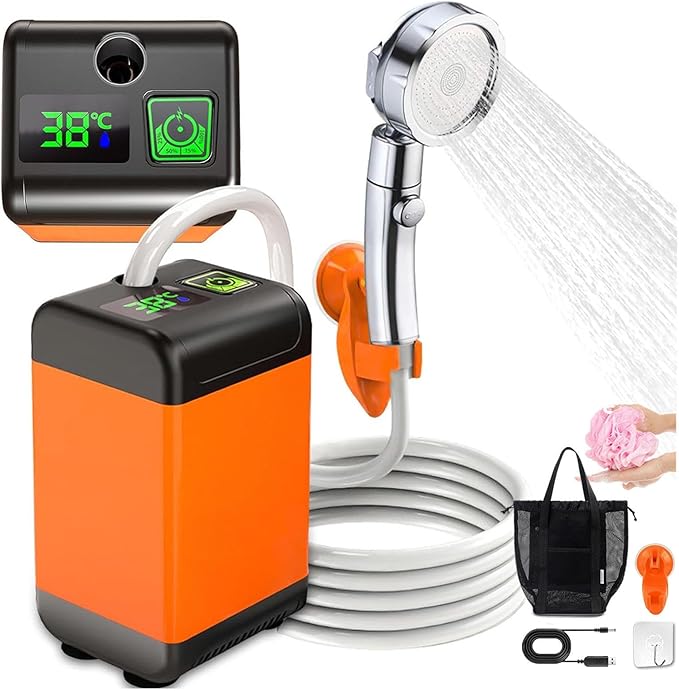 Portable Electric Shower 7800mAh Rechargeable Field Shower Lasting-170-200 Mins Mobile Shower for Outdoor Camping Travel Watering Plants