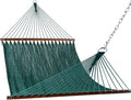 Lazy Daze Hammocks 10.5 FT Double 2 Person Caribbean Rope Hammock Hand Woven Polyester Hammock with Spreader Bars for Outside Outdoor Backyard Patio Poolside 450 LBS Capacity Green