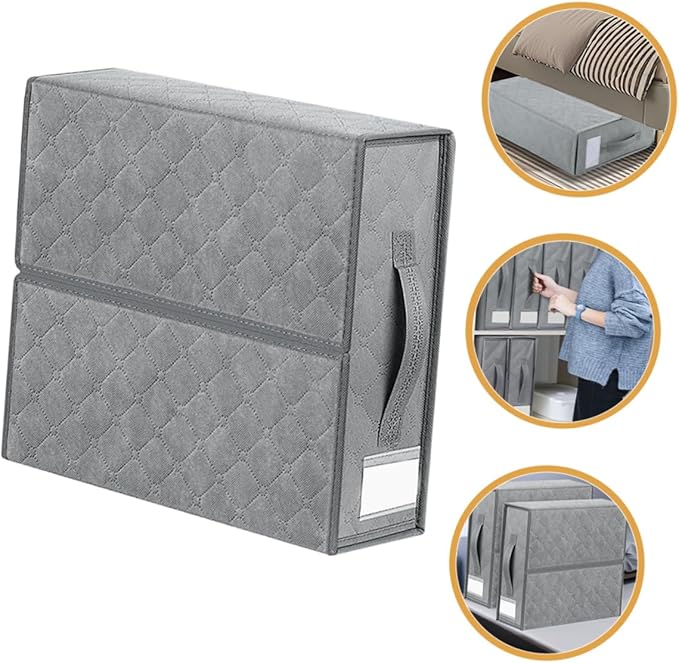 Foldable Bedding Organizer Zipper Closure Compact Storage Bin for Bed and Blankets Closet Storage Box Elegant Design for and Apartments Light Grey
