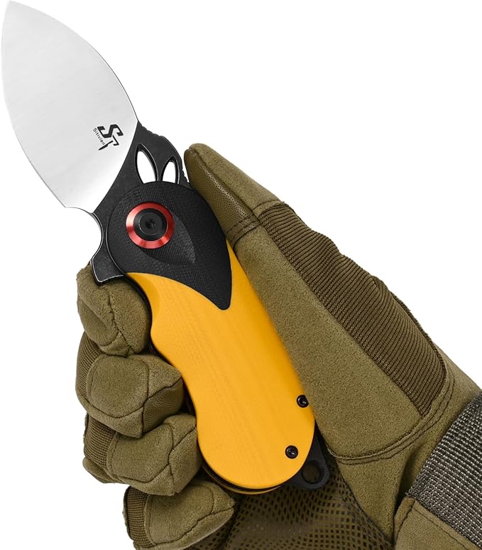 Sitivien ST159 Folding KnifeK110 Steel Blade with G10 Handle Chinese Zodiac Series EDC Tool Knife for Outdoor Camping Hiking Fishing(Yellow)