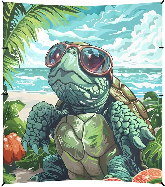 ALAZA Turtle Summer Beach Tent Sun Shelter Portable Canopy Sunshade for Outdoor Camping Picnics Backyard Fun 10x9 ft