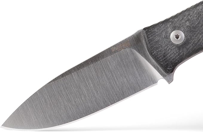 LionSTEEL M4 Fixed Blade FatCarbon Glow in the Dark Carbon Fiber Handle Scales Full Extended Tang Construction M390 Steel Blade Triple Stitched Leather Sheath KAVISO Exclusive