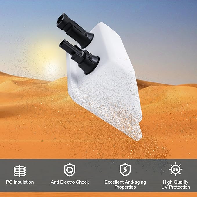 Solar Cable Entry Gland with 0.33Ft 10AWG Solar Extension Cable UV Resistance Dual Solar Junction Box with Connectors on RV Boat Van Camper(White)