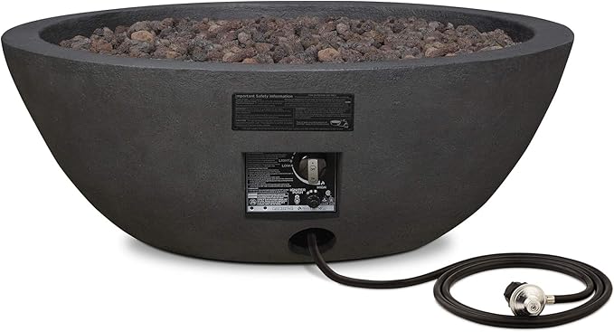 Real Flame Riverside 36 Propane or Natural Gas Fire Pit - Stainless Steel Burners Natural Gas Conversion Kit Included 50000 BTUs Push Button Ignition - Shale