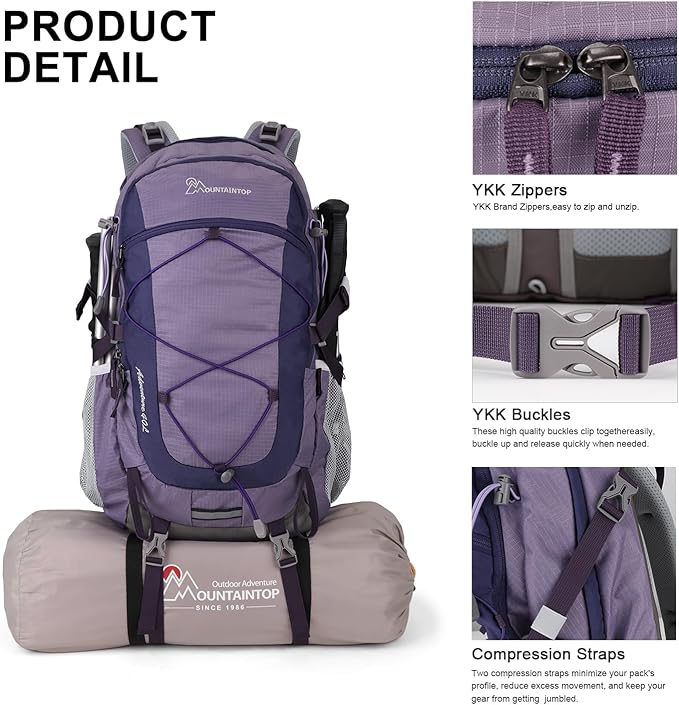 MOUNTAINTOP 40L Hiking BackpackLightweight Travel Backpack for Men Women Outdoor Backpacking Camping