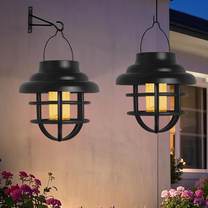 Solar Lights Outdoor Waterproof Hanging Solar Lantern Garden Decor Hanging Outdoor Lanterns Led Lights for Outside Porch Patio Yard Balcony Pathway