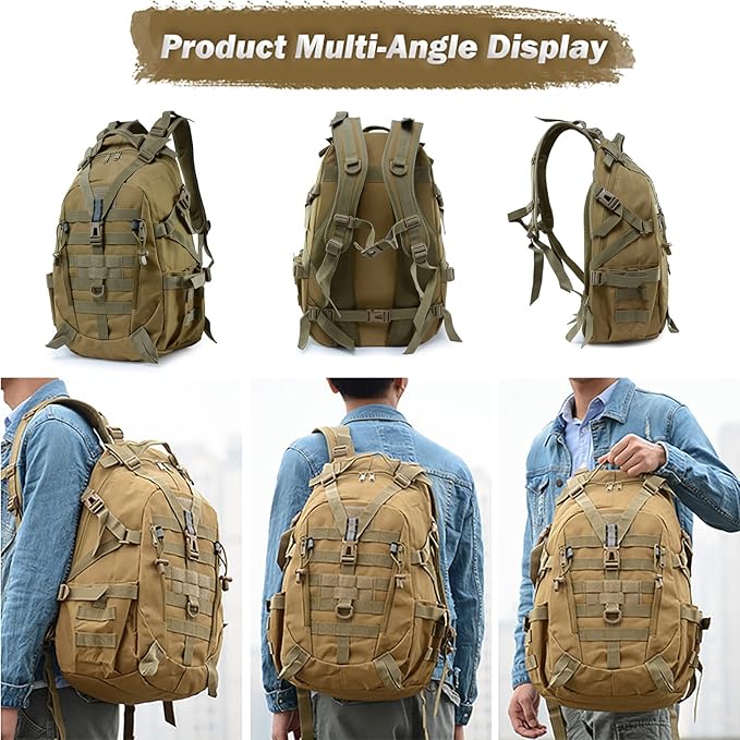 Military Tactical Backpack25L Army 3 Days Assault Pack BagOutdoor Tactical Bag Backpack for MenMolle Rucksack Waterproof (CamoB)