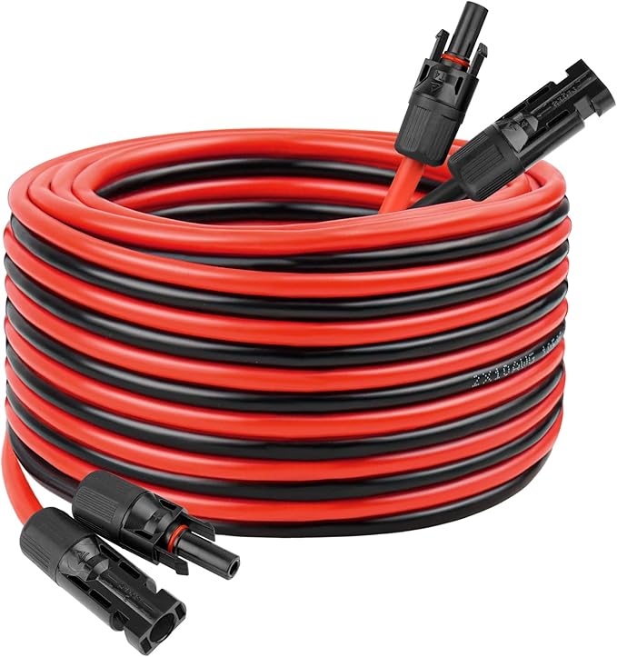 10 AWG Solar Extension Cable 25FT Flexible Solar Panel Wire with Male to Female Connector Parallel Tinned Copper Wire for Solar Panel Automotive RV Boat Outdoors