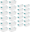 Sterilite 15 Qt Stackable Storage Box with Latching Lid 12 Pack Bundled with 6 Qt Plastic Organizing Bin with Latch Lid 12 Pack