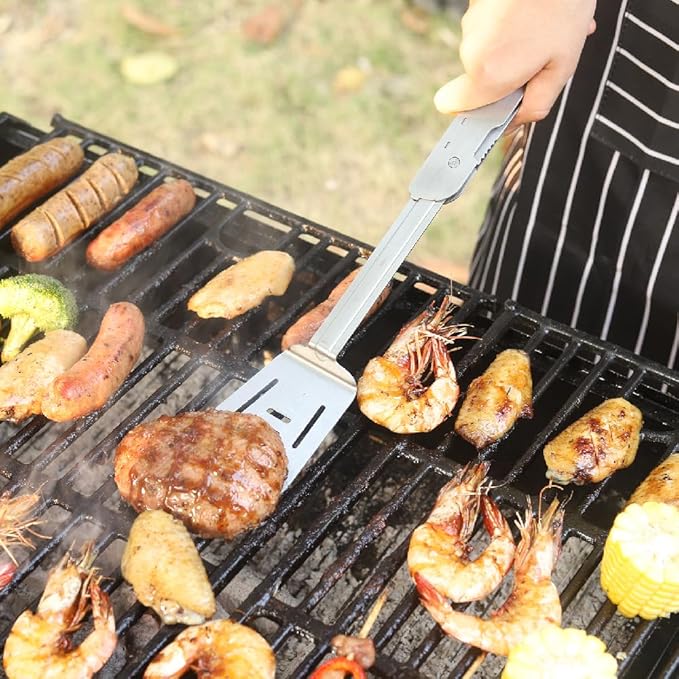 ROXON S601 14 6 in 1 MBT3 Folding Grill Utensils Set Fork Spatula Grilling Knife Tongs Opener for Backyard Barbecue and Camping (Purple)