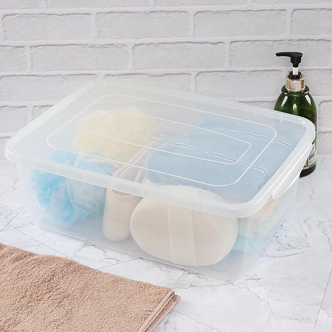 Inhouse 16 Quart Clear Latching Storage Bin Set of 2 Shoe Organizing Box