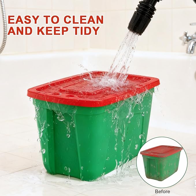 4-Pack Christmas Storage Totes with Lids - Made in USA 18-Gallon(72-Quart)Red Storage BinsHoliday OrganizerPlastic Stackable Large Storage Boxes for HomeOfficeGarageBasement Red/Green