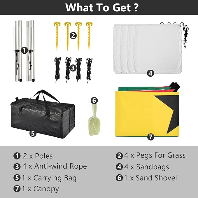 Ghana Flag Ghanaian National Foldable Beach Tent UPF50+ Protection Easy Setup Large Sun Shelter with Sandbags &amp Sand Shovel for Camping Trips Fishing Backyard Fun or Picnics