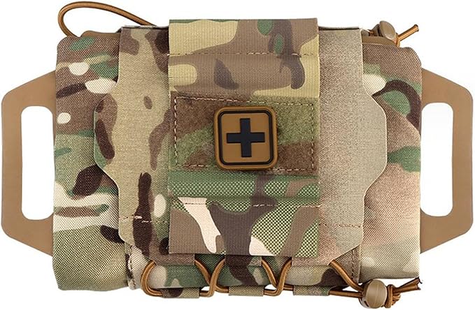 Tactical Molle Medical IFAK Pouch Rapid/Quick Deploy First Aid Kit Pack Emergency Survival Bag Two-Piece System Medical Roll Carrier Handle Outdoor Sport Hunting Bag (CP)