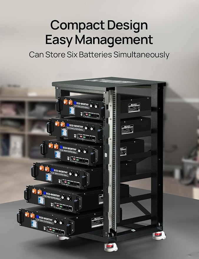 ECO-WORTHY RACK6 V2 6-Layer Server Rack with 600A Busbar Compatible with All ECO-WORTHY Rack Battery Versions