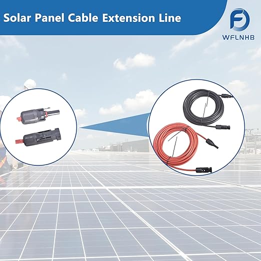 WFLNHB 30FT 12AWG Black + Red 12 Gauge Solar Panel Extension Cable Wire with Female and Male Connector Solar Connector