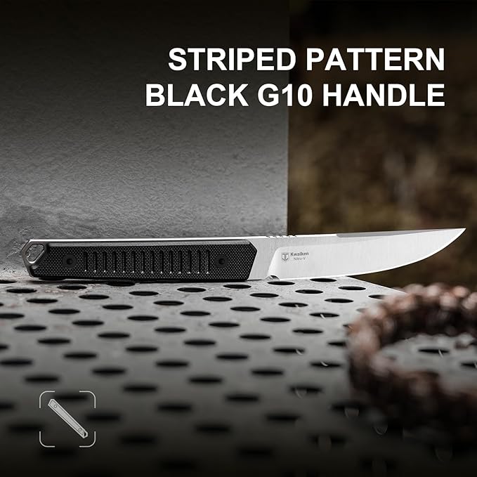 Kizer Kwaiken Fixed Blade Knife 3.94 Nitro-V Blade Hunting EDC Knife with Black G10 Handle Survival Knife with Adjustable Sheath for Hiking Camping Outdoor Knives 1066A4
