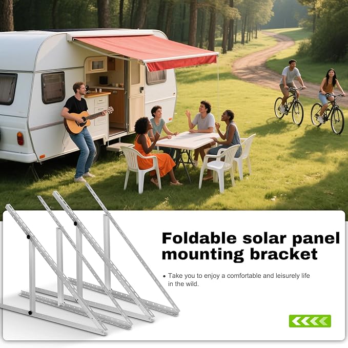 4 Pack 45inch Adjustable Solar Panel Tilt Mount Brackets with Foldable Tilt Legs.Solar Panel Stand for 45 Panels | 2400Pa Windproof Adjustable Solar Panel Mount Brackets Kit for RV/Roof/Ground