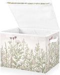 Kigai Collapsible Herbal Wildflowers Storage Basket with Lids and HandlesStorage Bins for Shelves Closet BedroomOffice Storage
