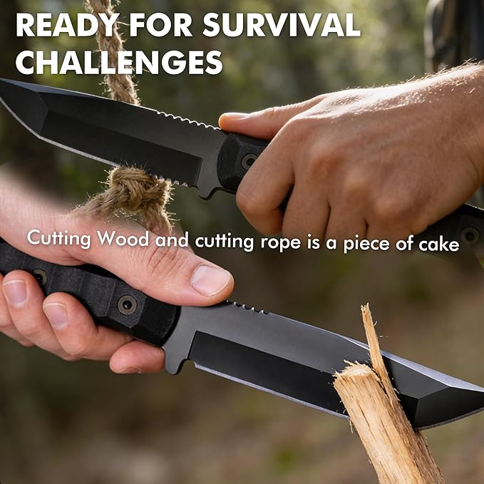 SK1 Fixed Blade Knife with SheathTanto Blade Nylon Fiberglass Handle Full Tang EDC Knives for Outdoor Working Camping Hiking Sruvival