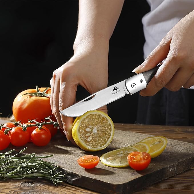 Pocket Knife Folding Knife Blade 3.3 inch 9Cr18MoV Stainless Steel Comfortable Wooden Handle Everyday Carry Knives for Camping Hiking