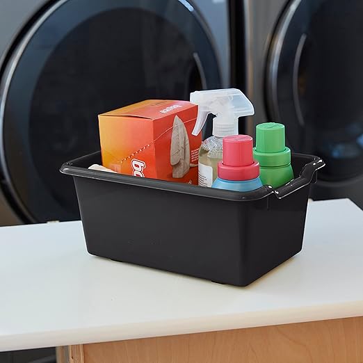 ECR4Kids Scoop Front Storage Bins Multipurpose Organization Black 10-Piece