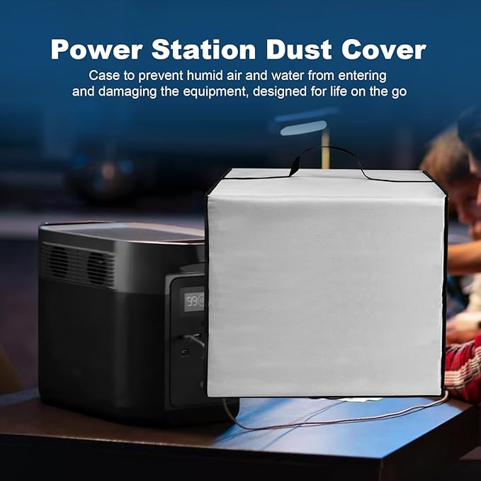Power Station Dust Cover Heavy Duty Waterproof Anti-static Nylon Case for EF ECOFLOW Portable Power Station DELTA 2 Max/DELTA 3 MaxEssential Home Solar Generator Cover for Home Use (Silver)