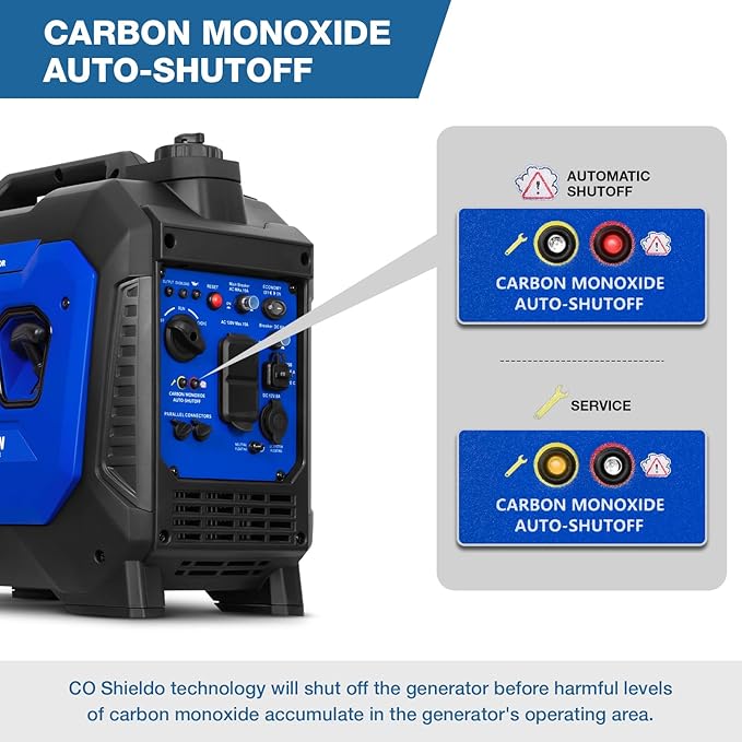 BILT HARD Portable 2500W Generator with CO Safety Sensor 120V AC Duplex Receptacle and 12V DC Output Super Quiet 4-Cycle Engine Portable Outdoor Generators for RV and Emergencies