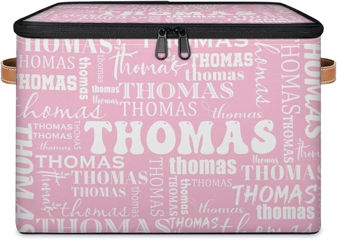 Storage-Bins with LidsPersonalized Baby-Keepsake-BoxCloset-Storage-Bins with Name Pink Cubes-Box for Bedroom Under Bed