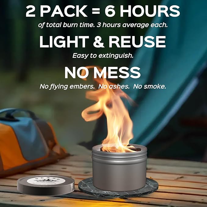 4 Pack of Portable Campfire Compact Outdoor Portable Fire Pits 3-5 Hours of Burn Time Smores Fire Pit No Embers No Wood for Camping Picnics Party and More