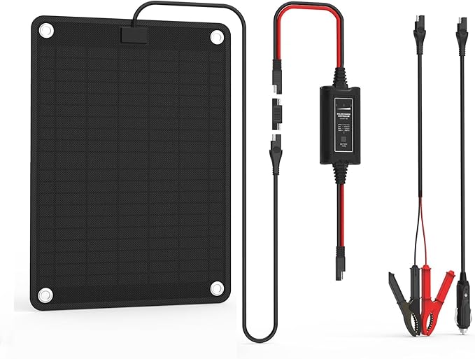 Solar Battery Charger MaintainerDump Trailer Battery Charger Battery MaintainerTrailer Charger 10W Solar Panel Kit MPPT Charge Controller for 12V /24V Gel AGM Lead-Acid LiFePO4