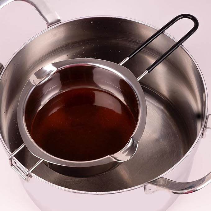 Lurch Stainless steel melting pot ideal for melting chocolate butter cheese and more precise spout with heat-resistant silicone handle dishwasher safe