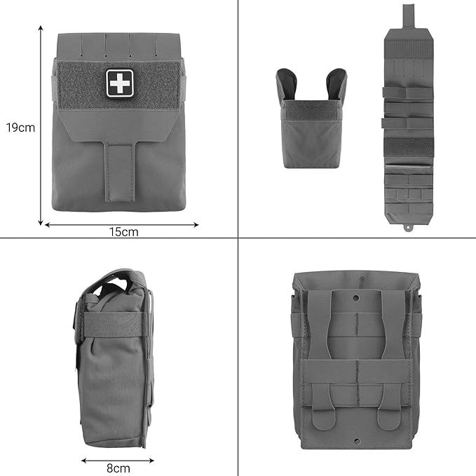 Small Tactical First Aid Pouch Lightweight Medical Kit Bag for MOLLE Straps Compact Organizer for Chest Rigs Battle Belts Hiking Packs