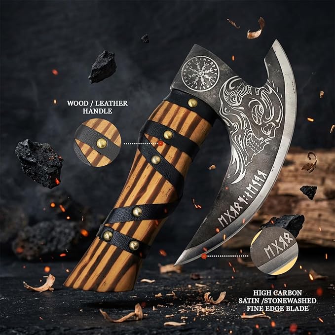 Handmade Artisan Grim Reaper Viking Pizza Axe — 11 Hand-Forged Skull Pizza Cutter